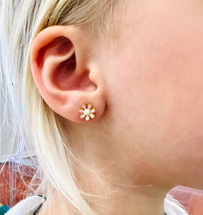 Flower Child screw-back stud earrings for Sensitive Ears