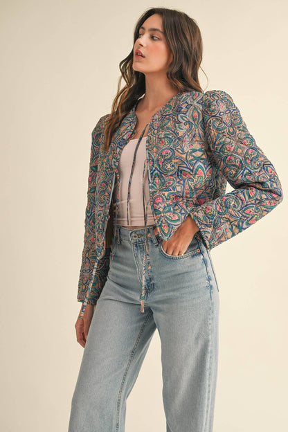 EXCLUSIVE PRINT QUILTED PAISLEY PRINT JACKET