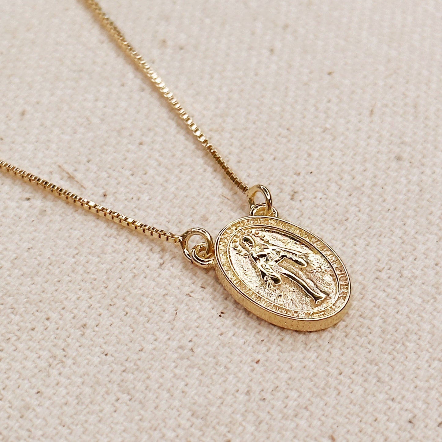 Mary Lady of Grace Double Sided Medal Necklace