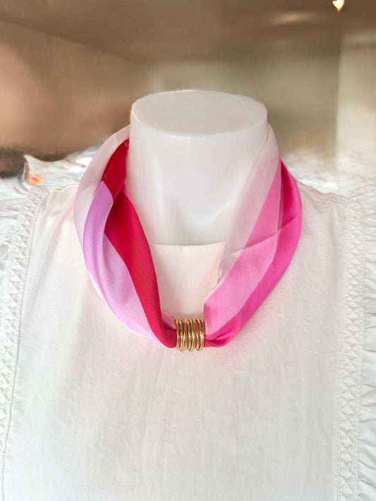 Mulberry Collective scarf with ring / cuff - Shades of Rose : gold ring cuff
