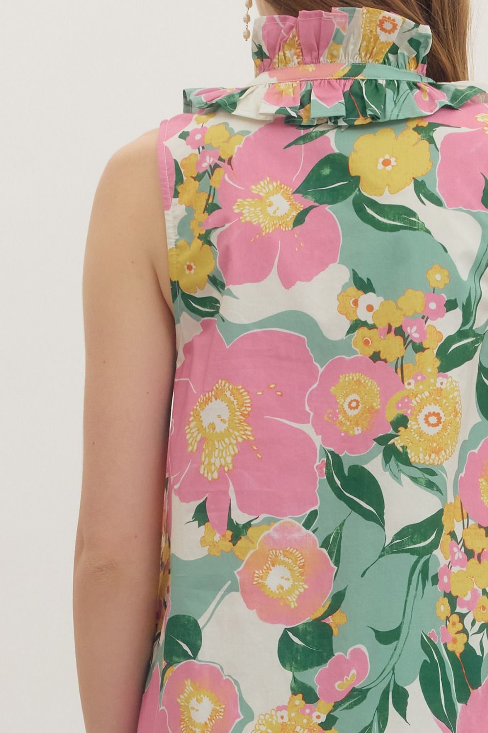 Entro Botanical print sleeveless mini dress
