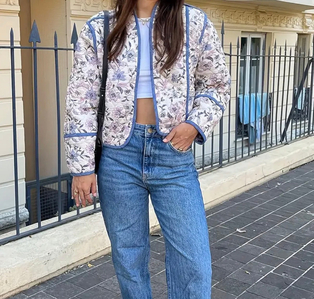 Reversible Quilted cropped jacket with pockets on both sides