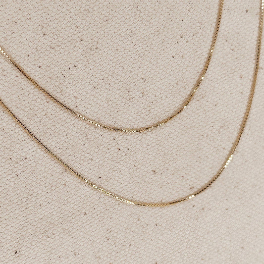 18k Gold Filled Box Chain Very Thin 0.5mm Jewelry Components - 18in