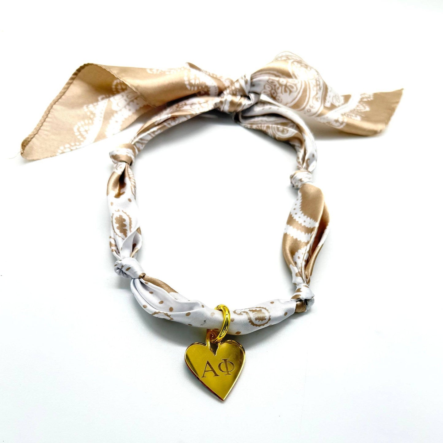 Acrylic Sorority Charm - Heart w/ Engraved Greek Letters: Mirror Gold / O Lever Ring Clasp / Alpha Gamma Delta