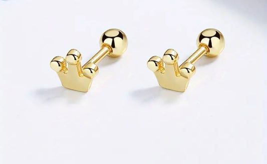 Gold Crown screw-back studs for Sensitive Ears