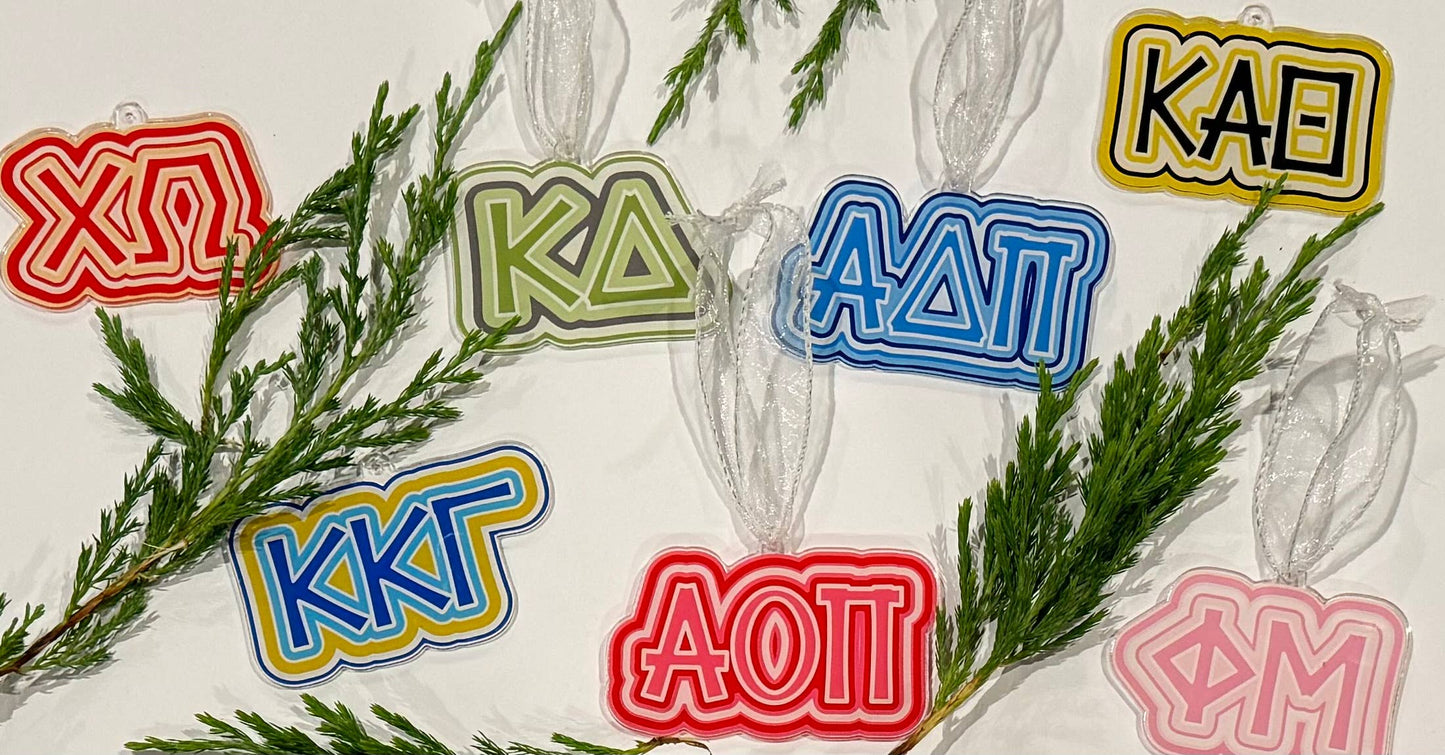 Sorority Acrylic Christmas Ornament - Chi Omega