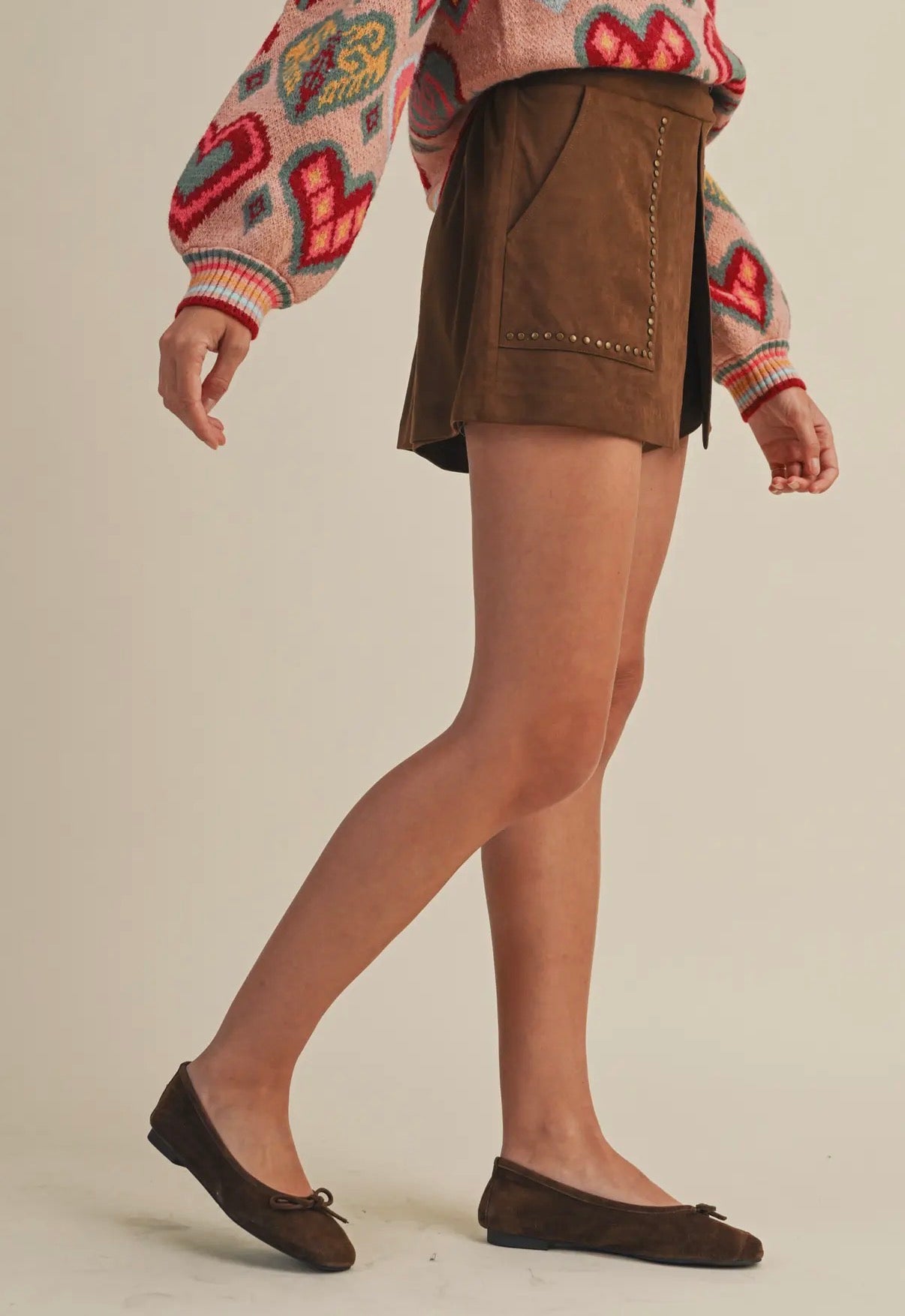 Studded High Waist Skort