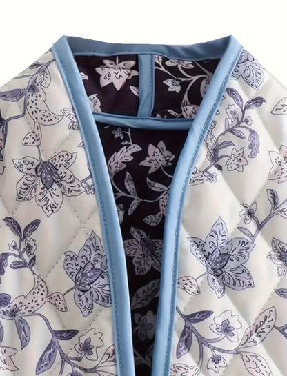 Reversible Quilted cropped jacket with pockets on both sides