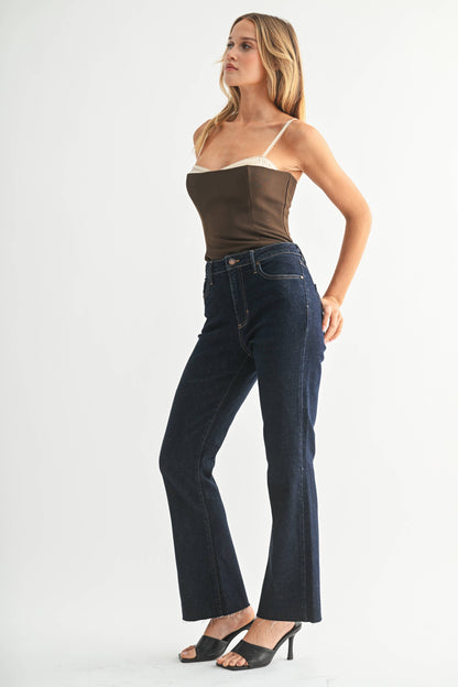 Just Black Denim: Dark - Cropped Flare (Tall)
