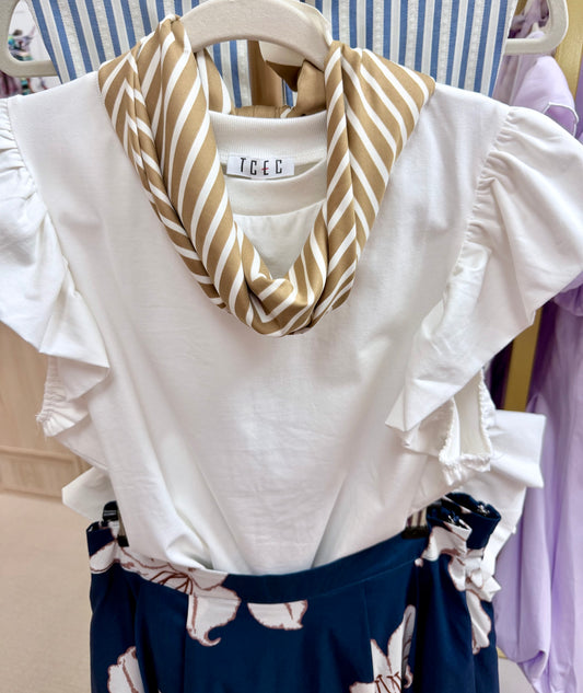 Mulberry Collective scarf / Striped white and brown