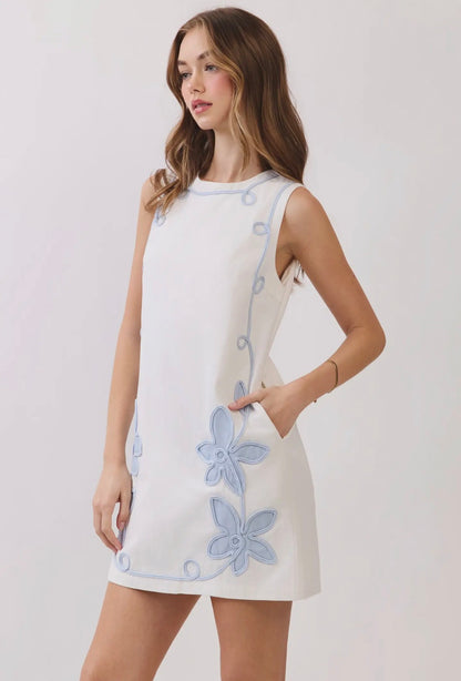 TCEC floral appliqué shift mini dress
