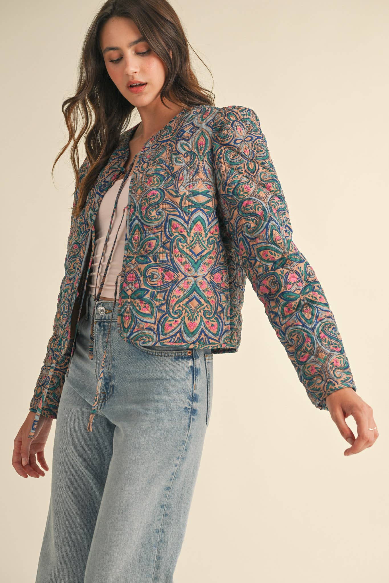 EXCLUSIVE PRINT QUILTED PAISLEY PRINT JACKET