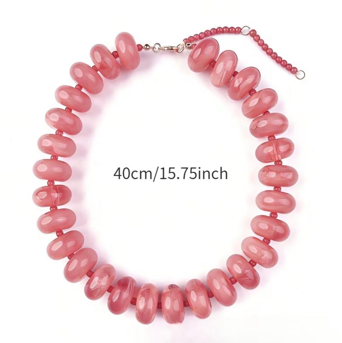Chunky Beaded Necklace: Pink