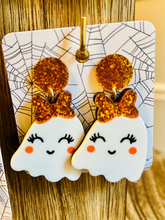 Cute Girly Ghost acrylic dangle earrings