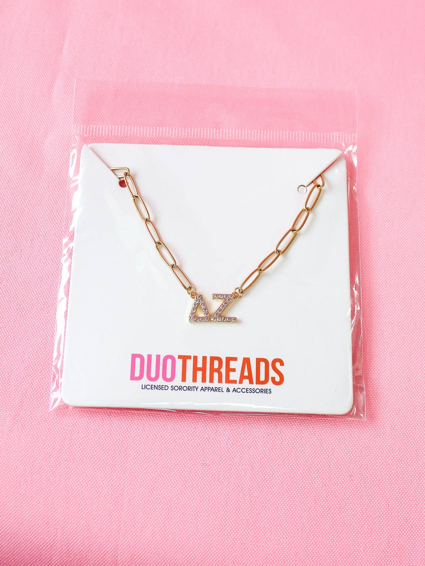 Rhinestone Sorority Necklace: ALPHA OMICRON PI