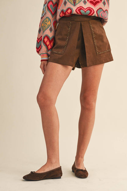 STUDDED HIGH WAIST SKORT