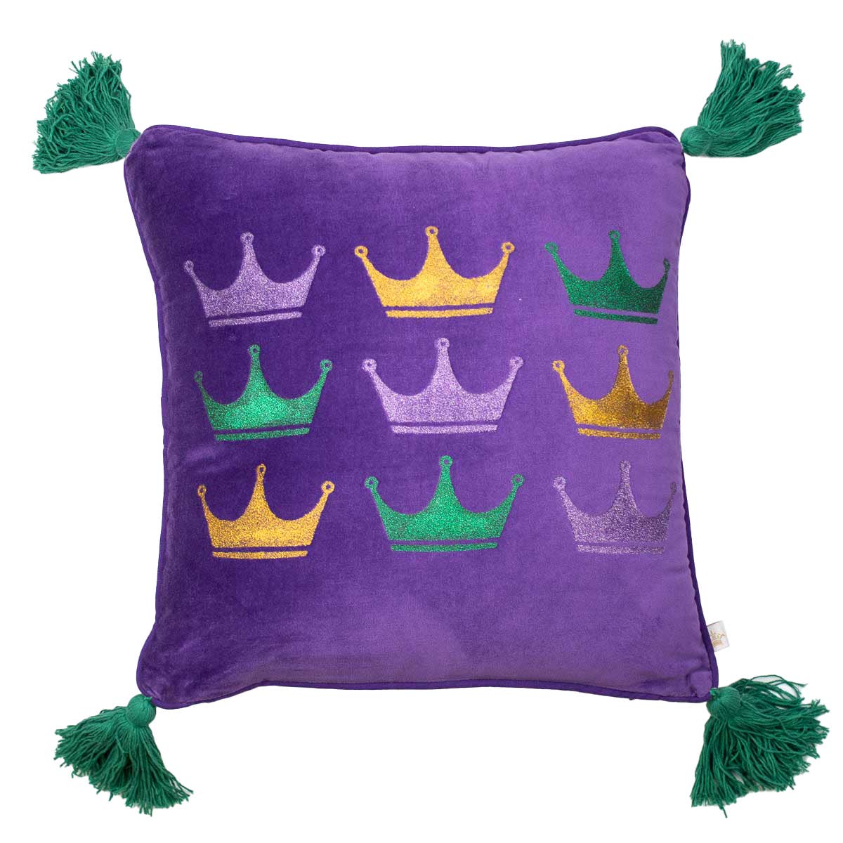 Victoria Crown Pillow   Purple/Yellow/Green   16x16