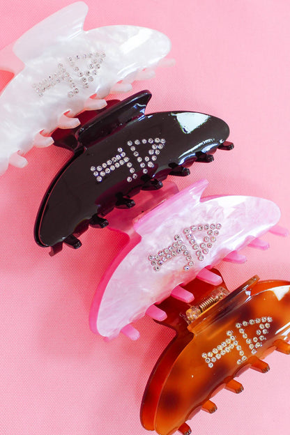 It Girl Sorority Rhinestone Hair Claw Clip: Black / KAPPA DELTA