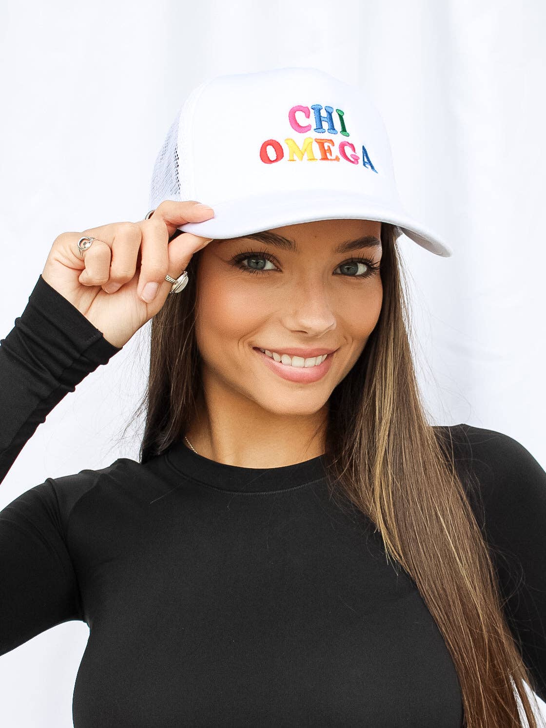 Sorority Fun Times Trucker Hat: ALPHA OMICRON PI
