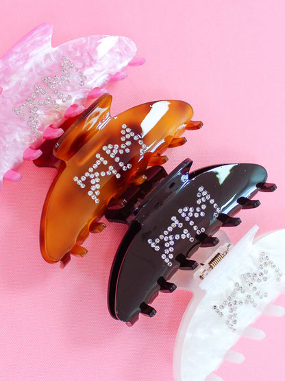It Girl Sorority Rhinestone Hair Claw Clip: Black / KAPPA DELTA