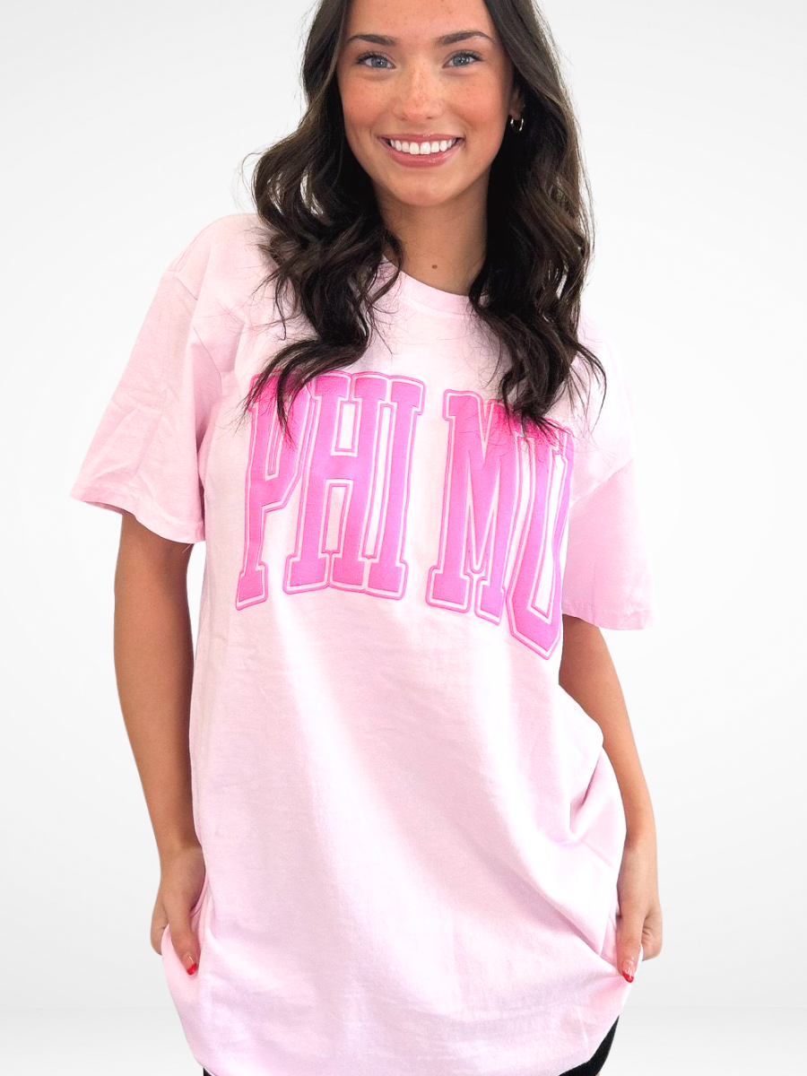 Sorority Varsity Arch Puff Tee : PHI MU