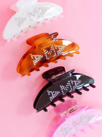 It Girl Sorority Rhinestone Hair Claw Clip: Black / KAPPA DELTA