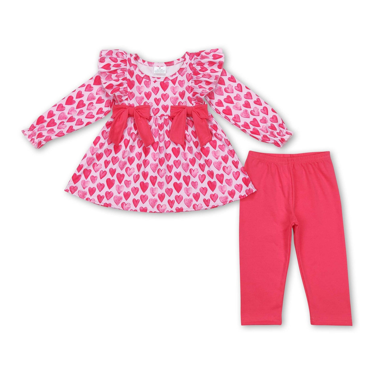 Long sleeves pink heart bow baby girls valentine's romper: Romper / 12-18M