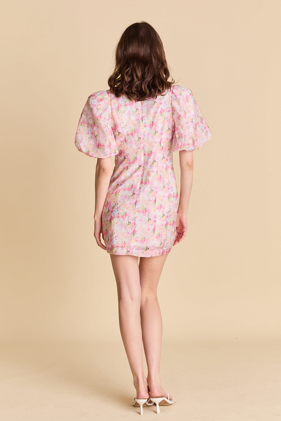 La’Ven Puff Sleeve Fitted Mini Dress