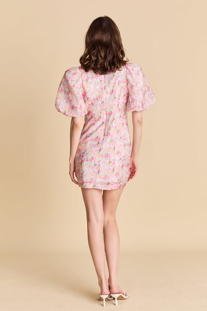 La’Ven Puff Sleeve Fitted Mini Dress