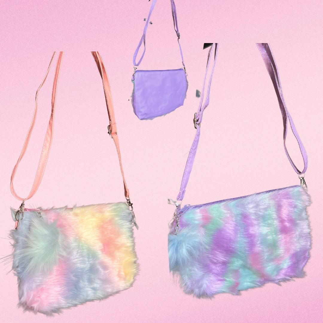 Fuzzy tie dye purse