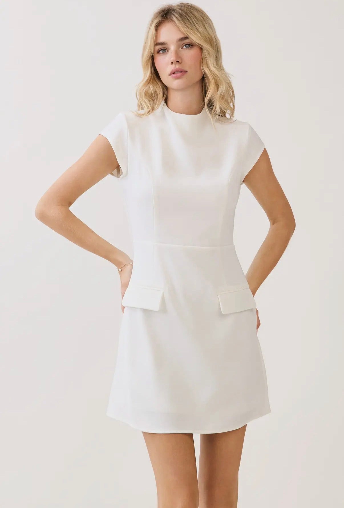TCEC mock neck cap sleeve dress