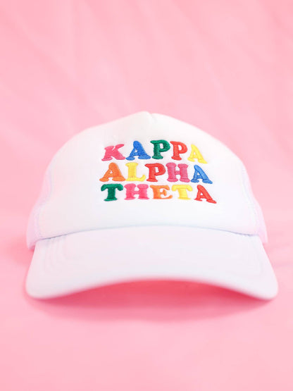 Sorority Fun Times Trucker Hat: ALPHA OMICRON PI