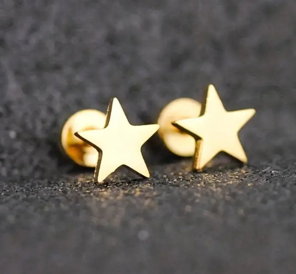 Gold Star screw-back studs for Sensitive Ears