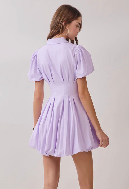 TCEC - Fit and Flare zipper front Bubble hem mini dress - LAVENDER