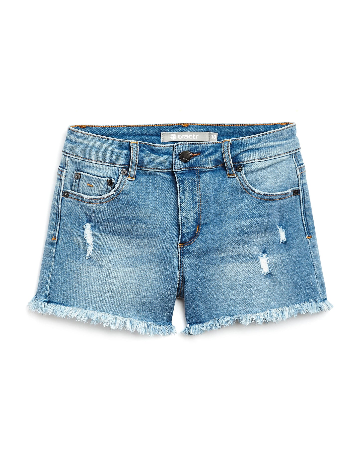 Tractr GIRLS- Brittany 5 pocket fray shorts with deconstruction