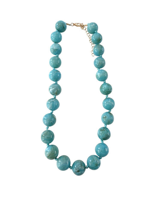 Mabry Chunky Beaded Necklace- Turquoise