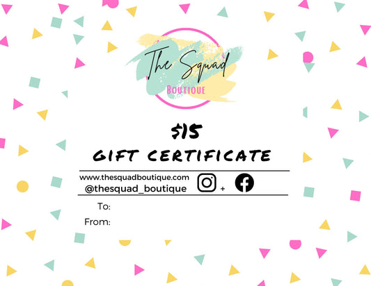 $15 Gift Certificate