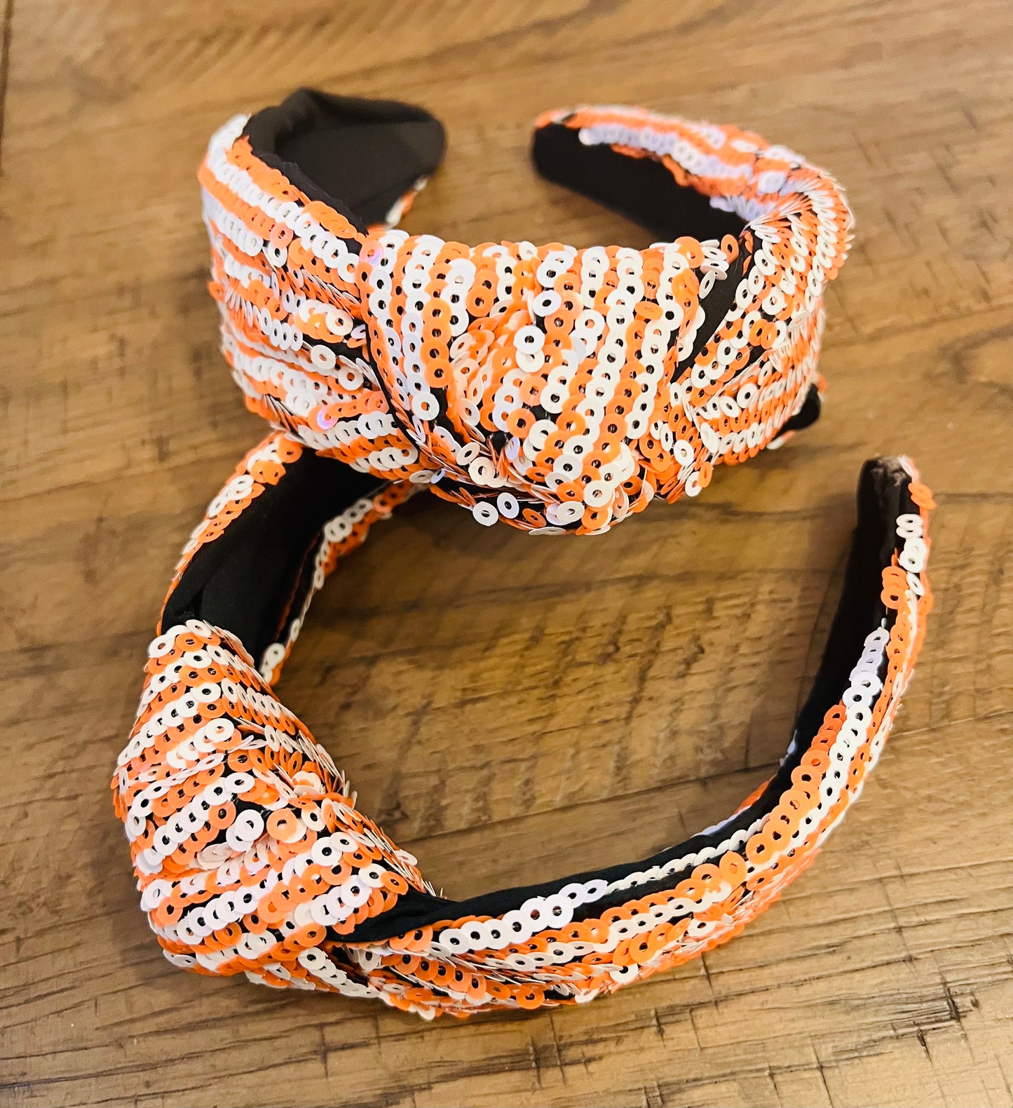 Orange & White Sequins headband