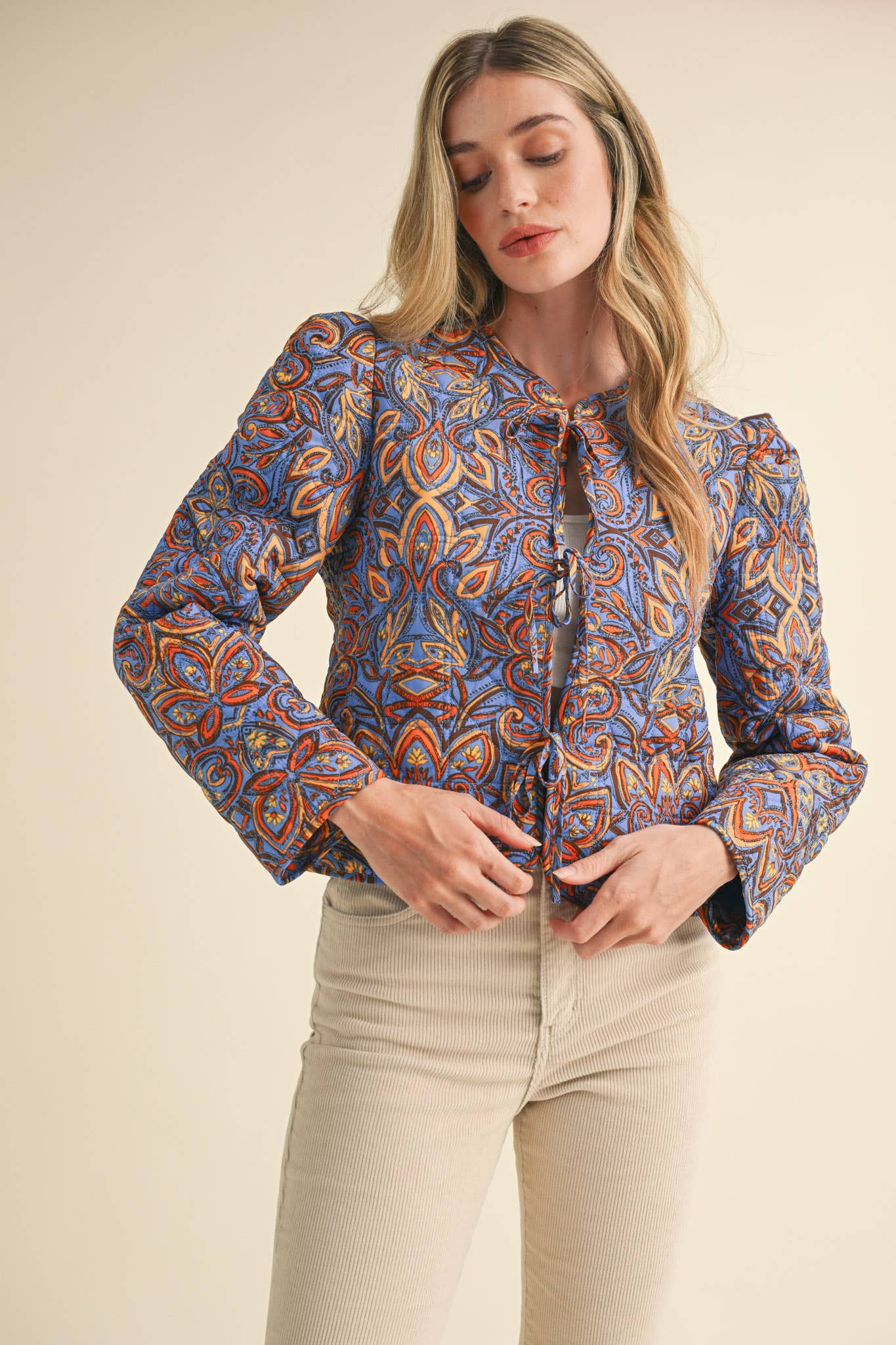EXCLUSIVE PRINT QUILTED PAISLEY PRINT JACKET