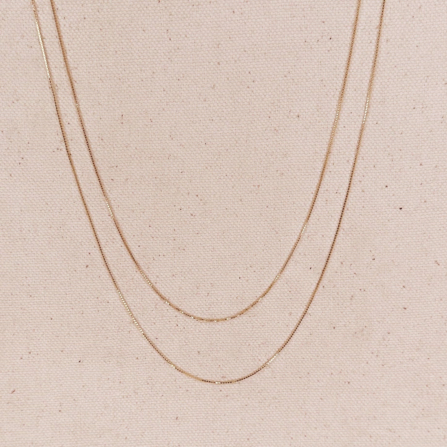 18k Gold Filled Box Chain Very Thin 0.5mm Jewelry Components - 18in