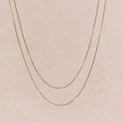 18k Gold Filled Box Chain Very Thin 0.5mm Jewelry Components - 18in