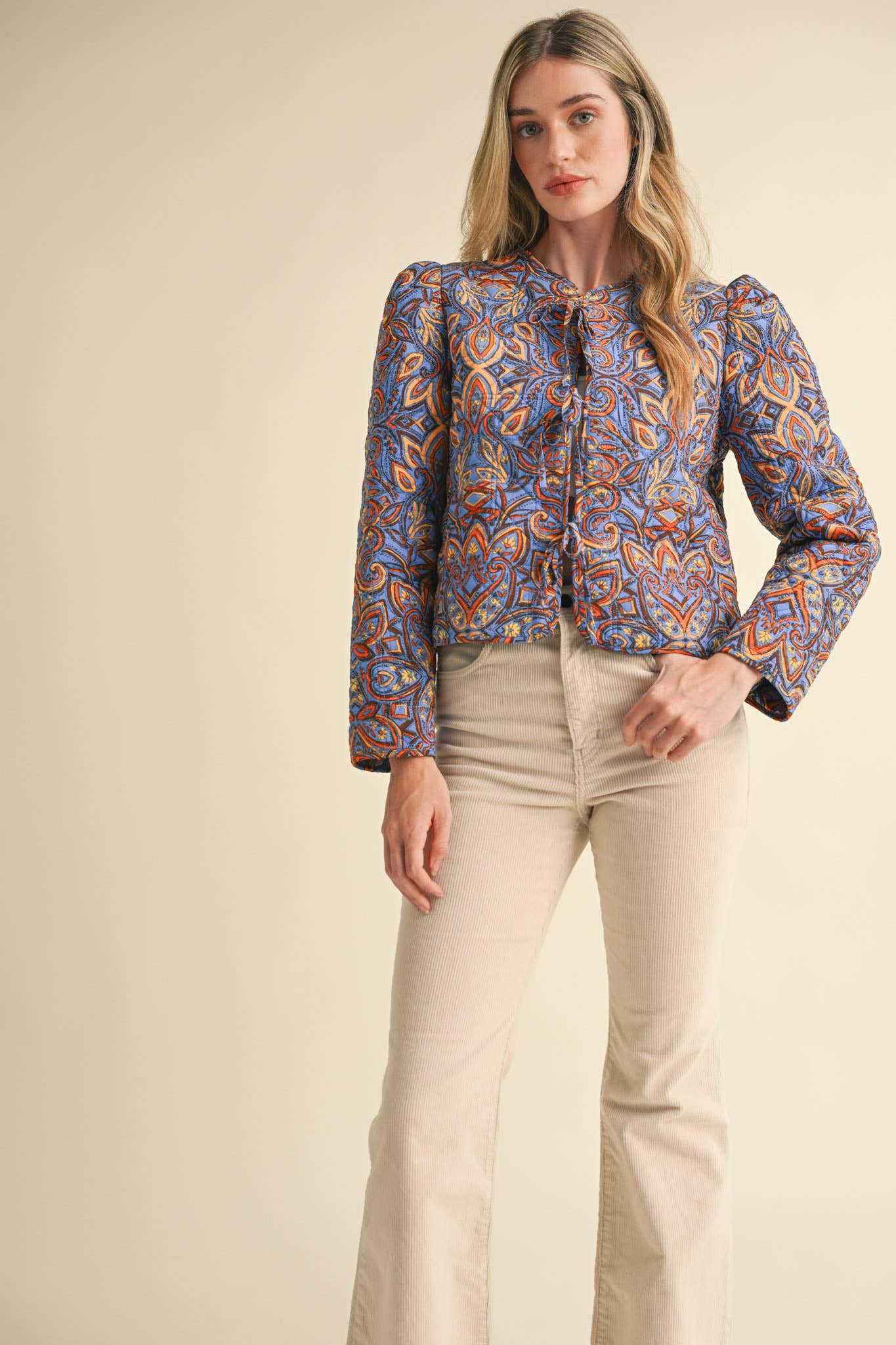 EXCLUSIVE PRINT QUILTED PAISLEY PRINT JACKET