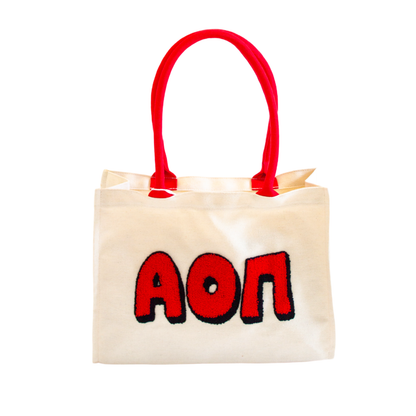 Chenille Sorority Gift Tote: ALPHA OMICRON PI
