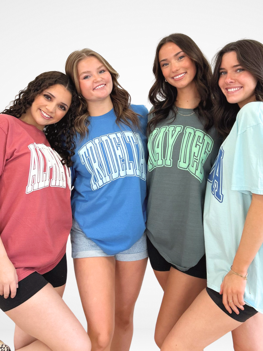 Sorority Varsity Arch Puff Tee : PHI MU