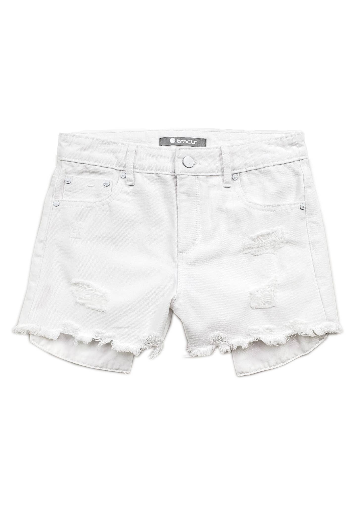 Tractr Girls-Weekender short with deconstruction / WHITE