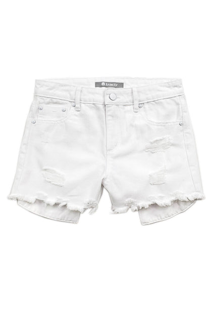 Tractr Girls-Weekender short with deconstruction / WHITE