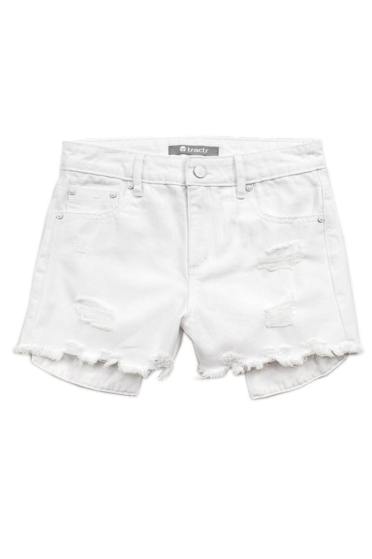 Tractr Girls-Weekender short with deconstruction / WHITE