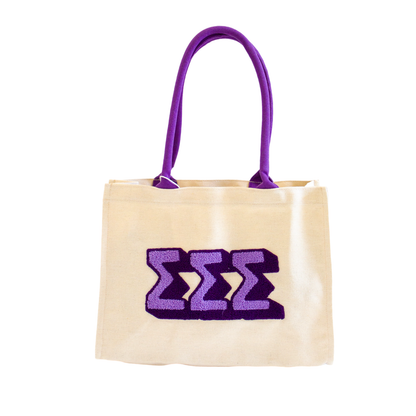 Chenille Sorority Gift Tote: ALPHA OMICRON PI