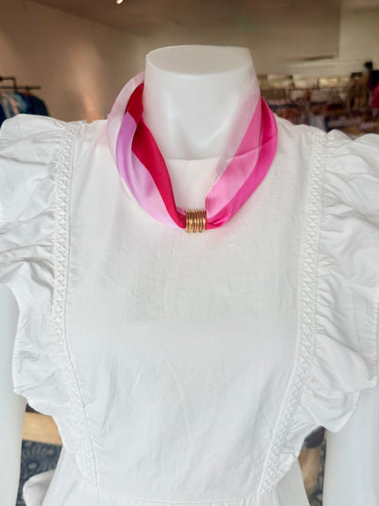 Mulberry Collective scarf with ring / cuff - Shades of Rose : gold ring cuff