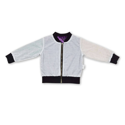 Purple gold green sequin kids mardi gras jacket: 14-16T